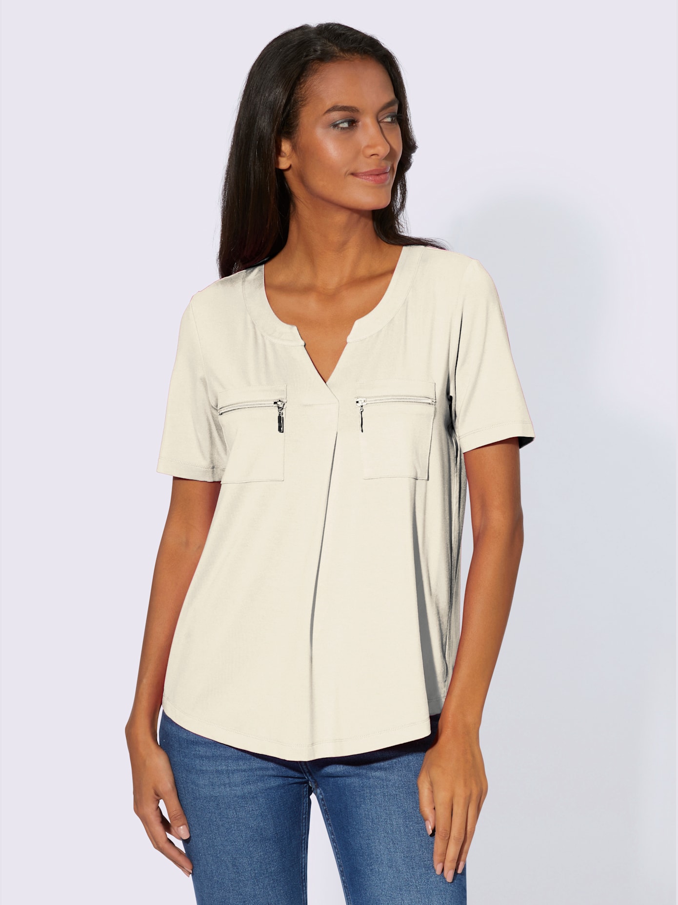 T-shirt à manches courtes mélange de matières facile d'entretien