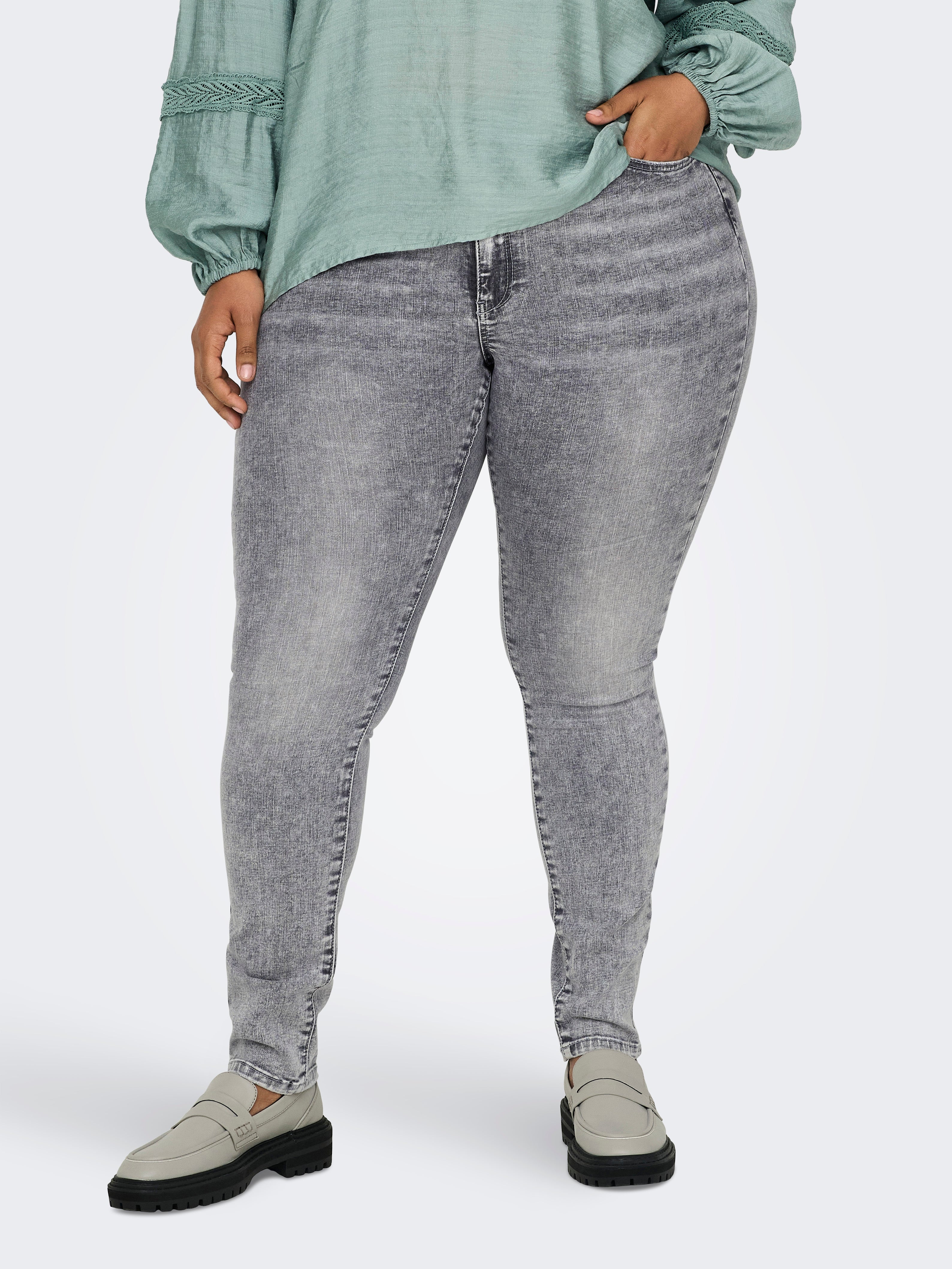 CARROSE Hohe Taille Skinny Fit Jeans Medium Grey Denim