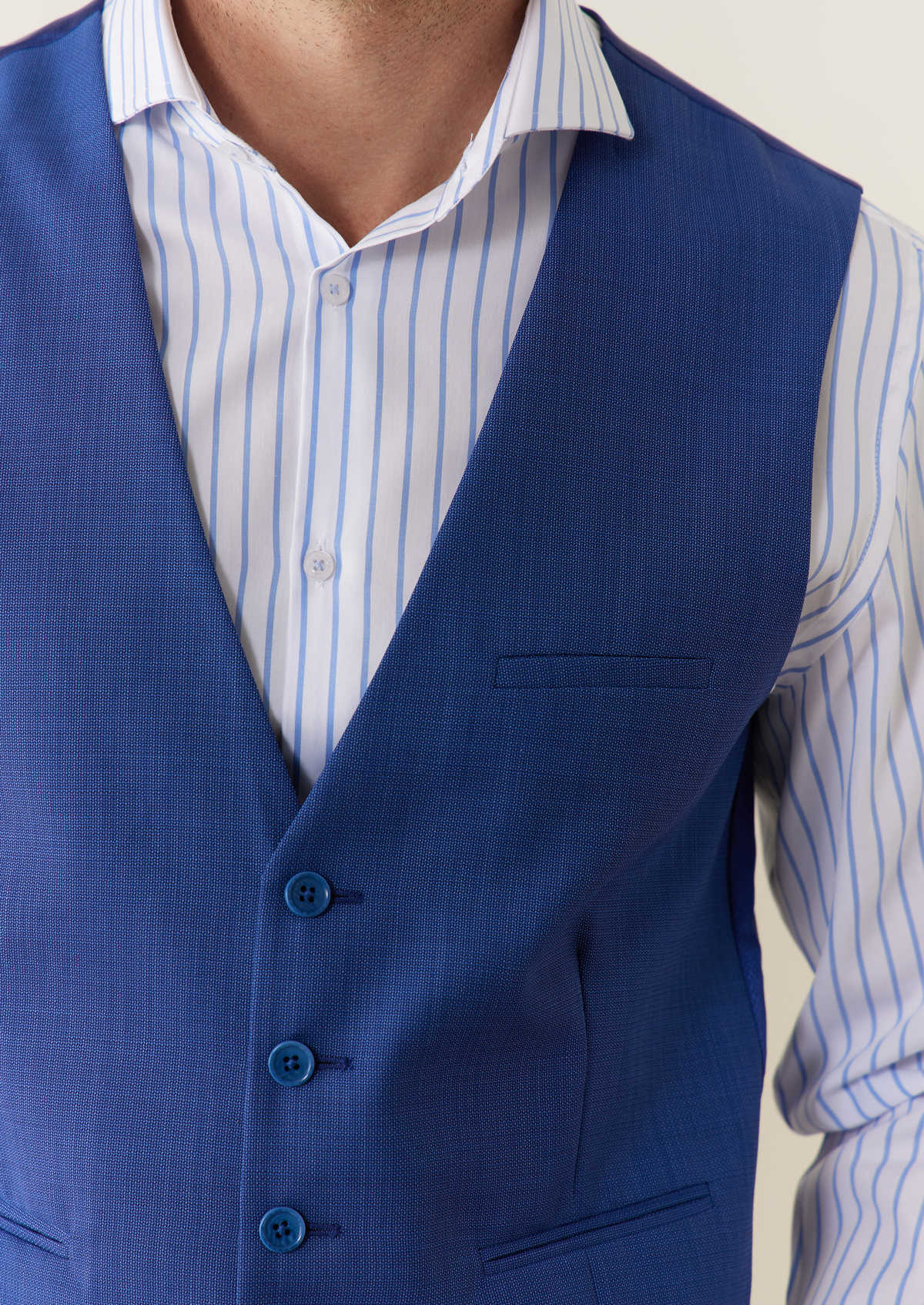 Gilet de costume en laine unie bleu azur