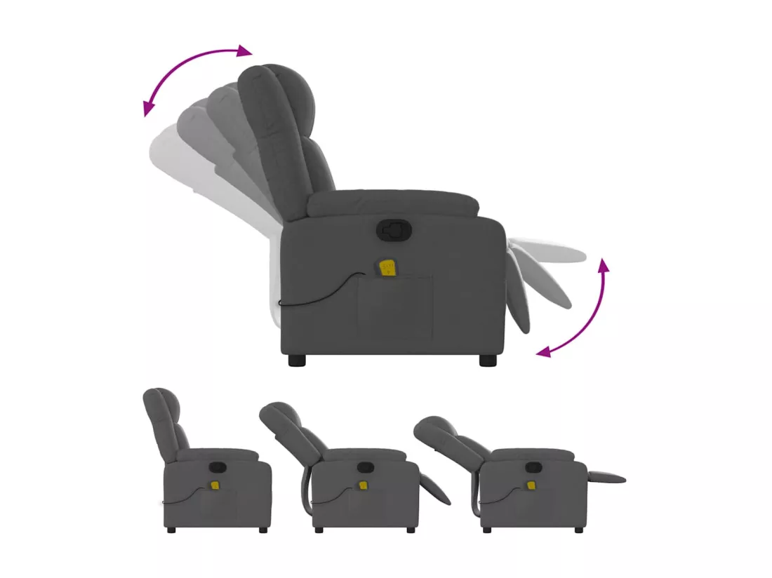 Fauteuil de massage inclinable Gris foncé Tissu