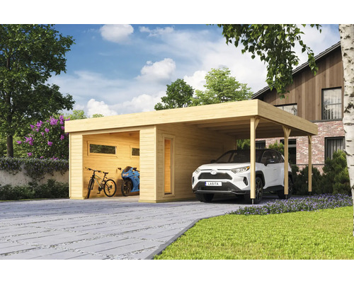 Enkele garage Outdoor Life Bahamas zonder deur incl. dakopbouw 660 x 540 cm naturel