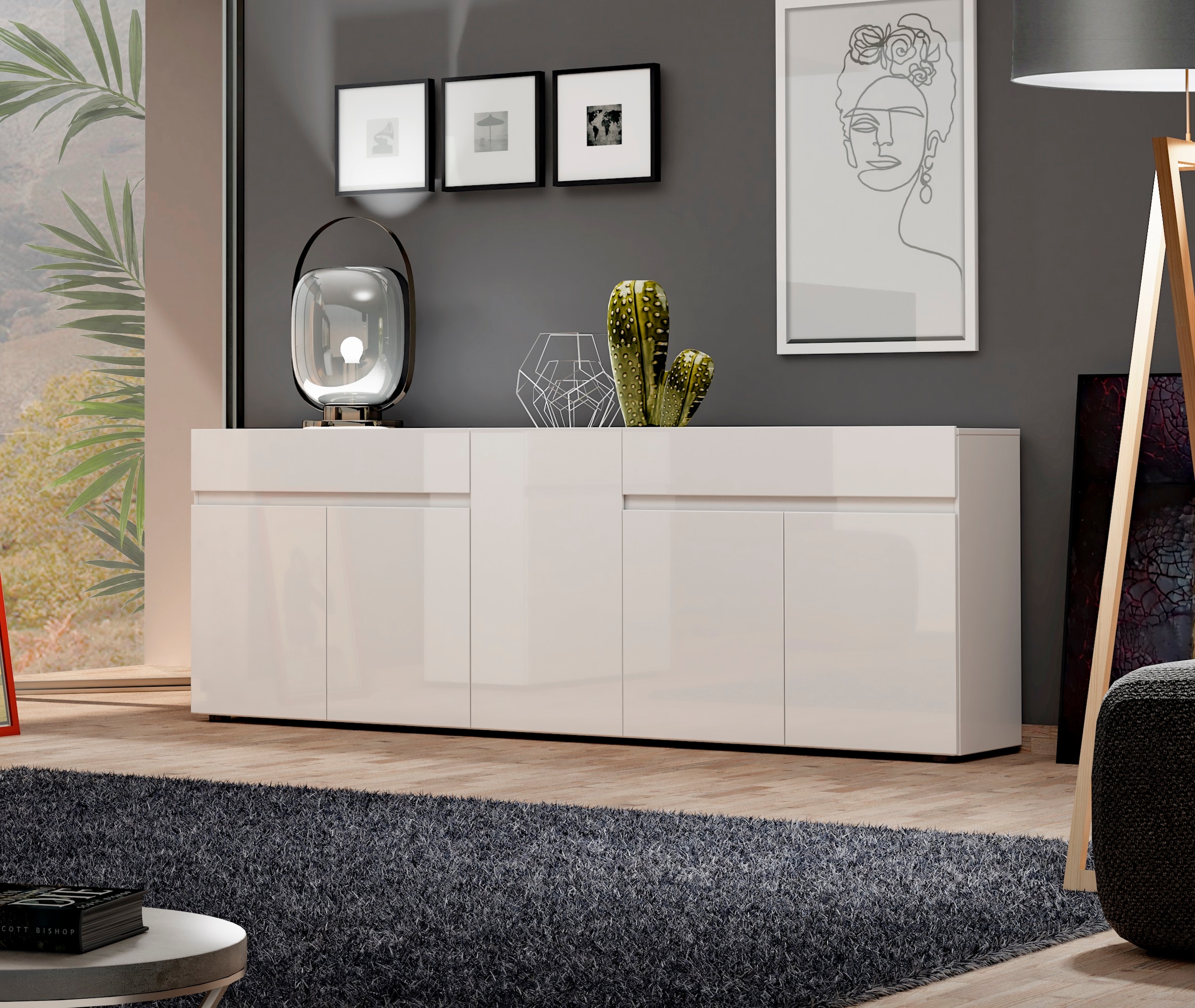 INOSIGN Sideboard »Mister« Kommode, komplett Hochglanz lackiert, (B/H): 225/80 cm
