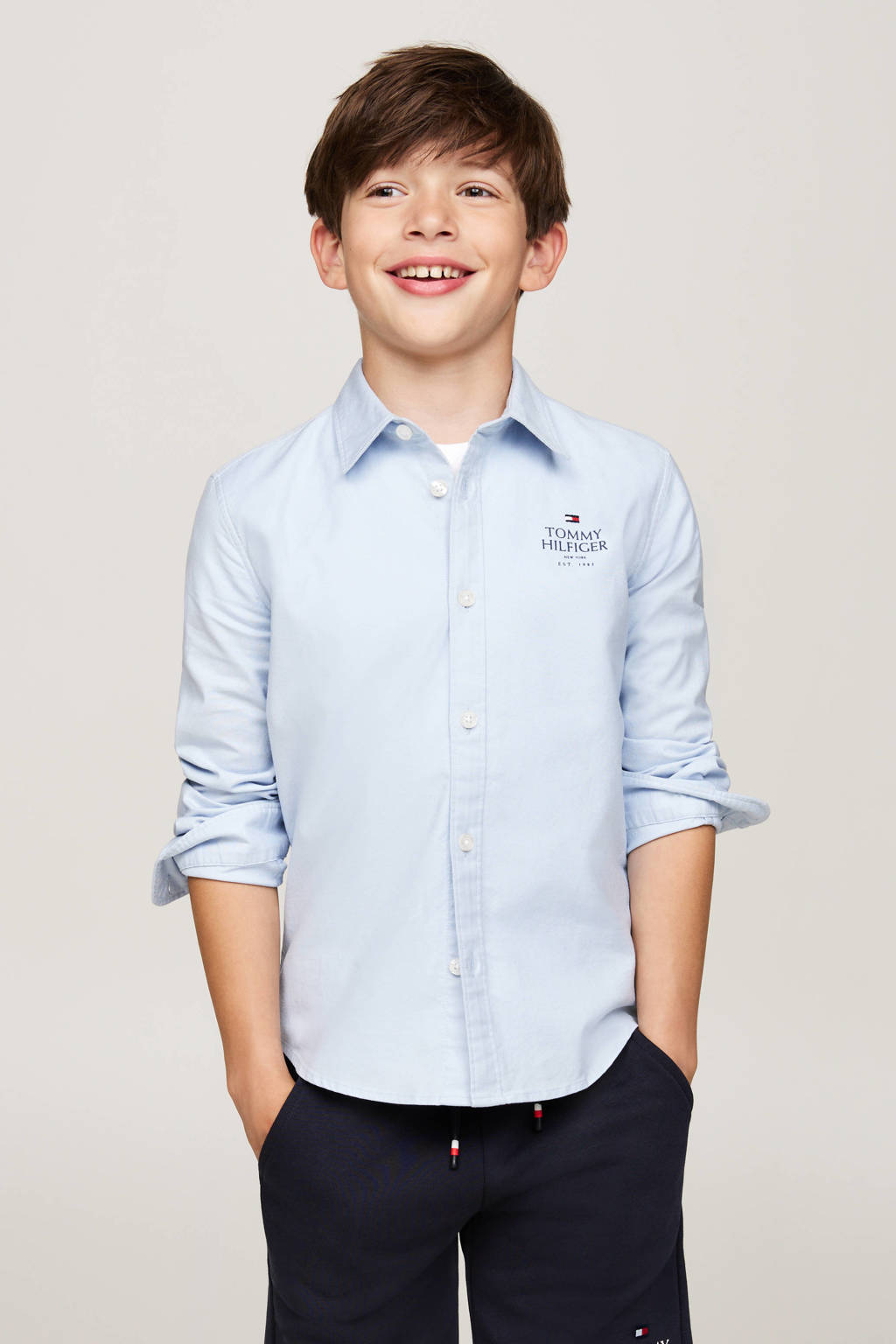Tommy Hilfiger overhemd met logo lichtblauw