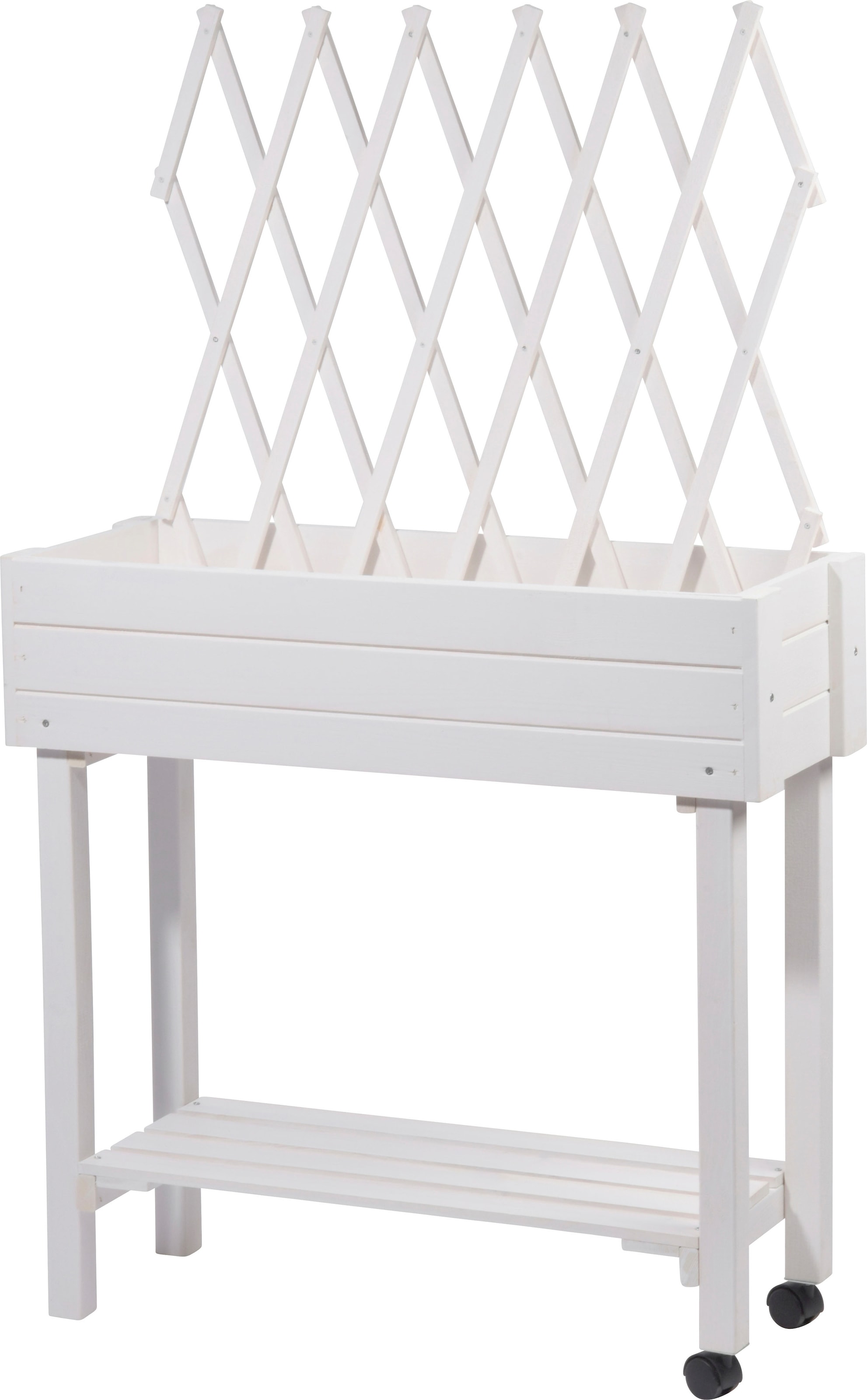 dobar Hochbeet rollbar, mit Rankgitter, weiss