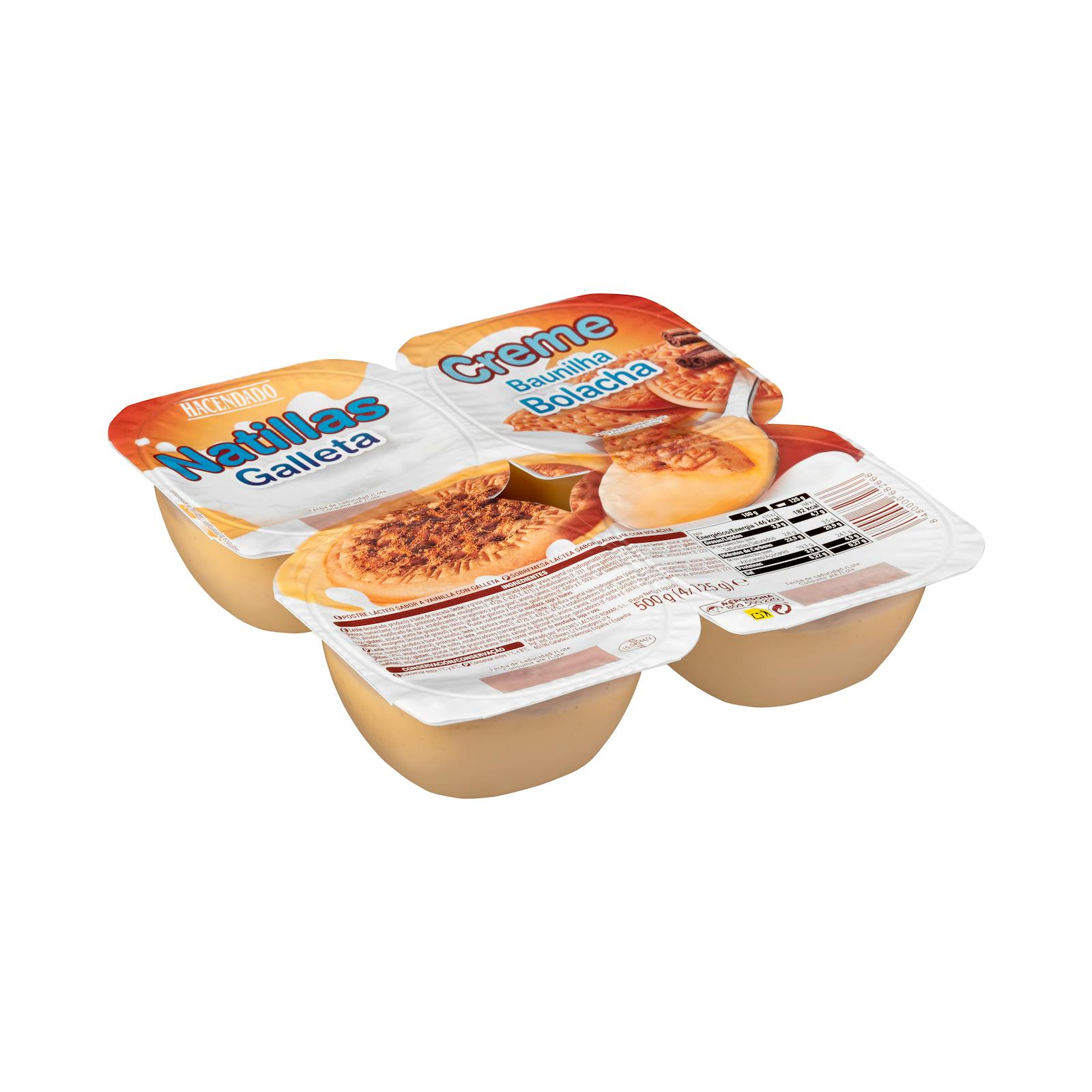 Crème anglaise à la vanille et biscuits Hacendado