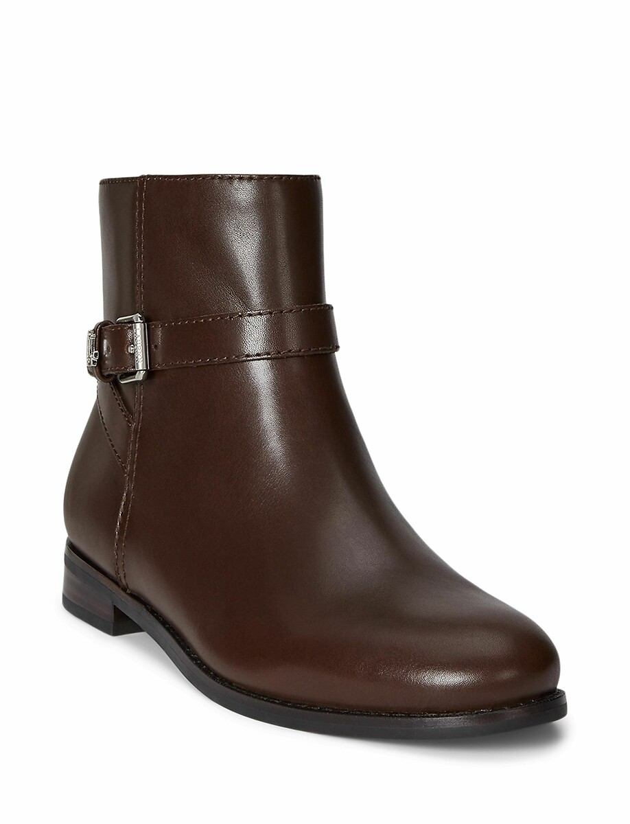 LAUREN RALPH LAUREN<br>Botas de tornozelo Brooke em couro liso