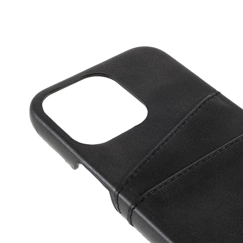 iPhone 13 Pro Leder Hülle Snap Case   Kartenfach - Schwarz