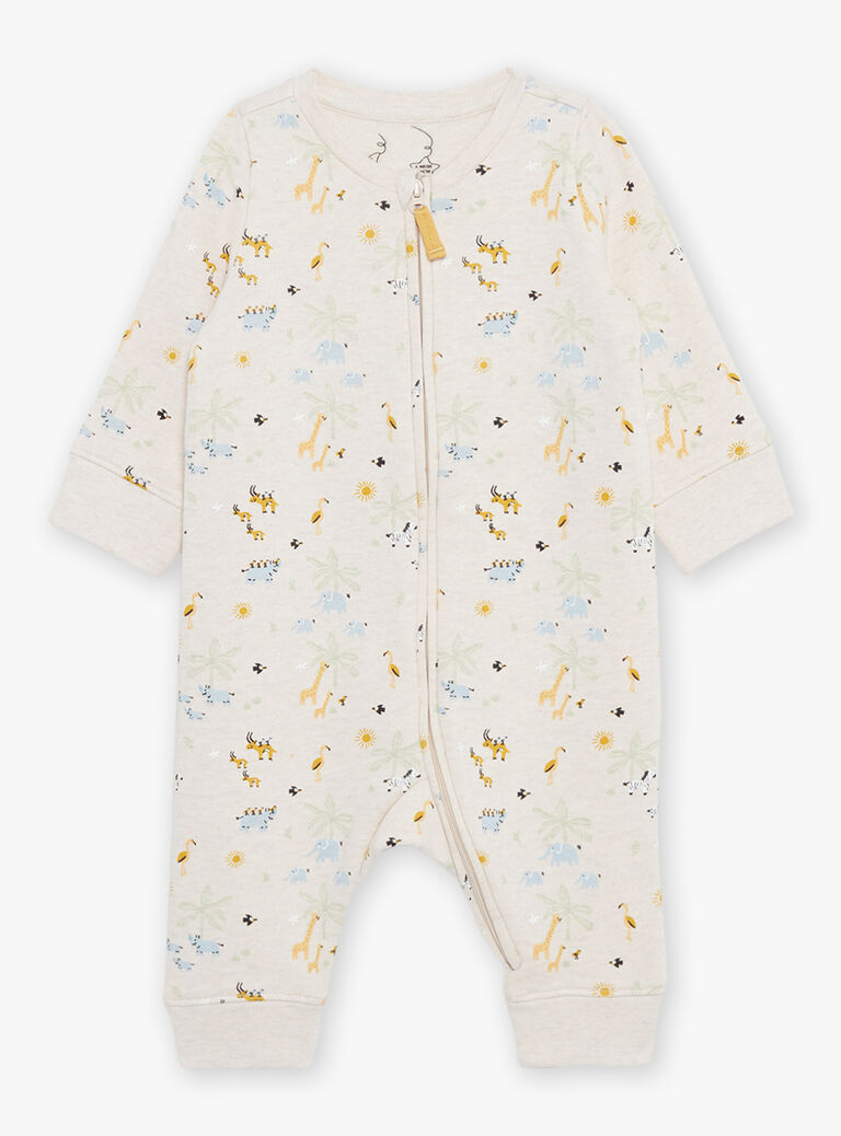 Grenouillère beige clair thème jungle