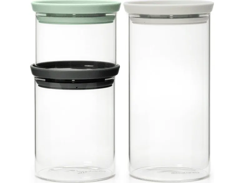 Brabantia 100550, Universal beholder sæt, Glas, Plast, Transparent, Flip-top låg, Rund