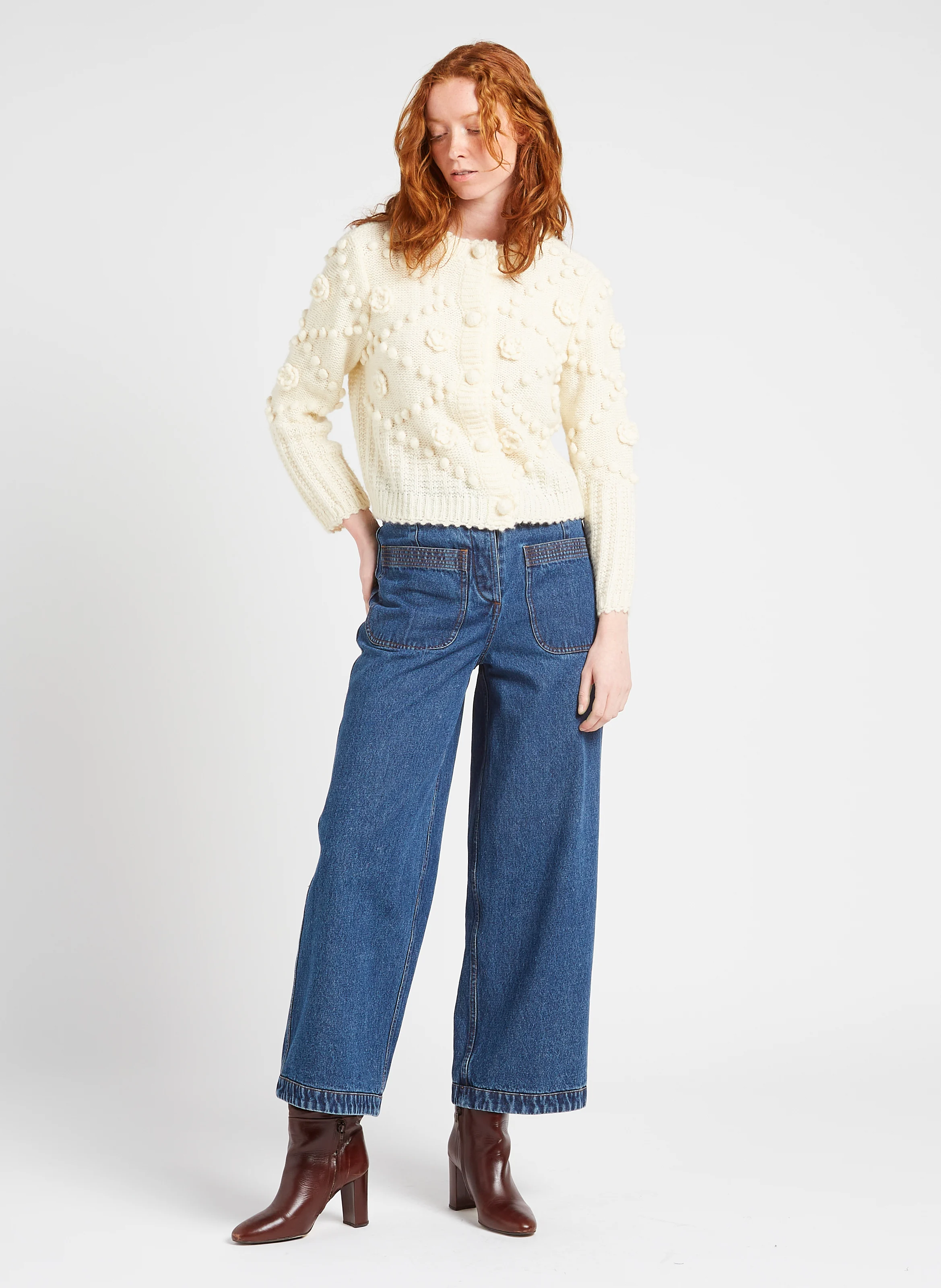 SANDY - Cardigan col rond | Beige