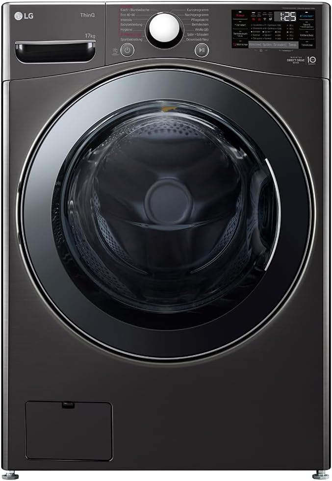 LG F11WM17TS2B, Frontlader-Waschmaschine 17 kg, Klasse E, 1.100 U./Min., 70x77x99 cm, Turbowash 59 Minuten, 6 Motion DirectDrive, Wi-Fi, Metallic Black Steel
