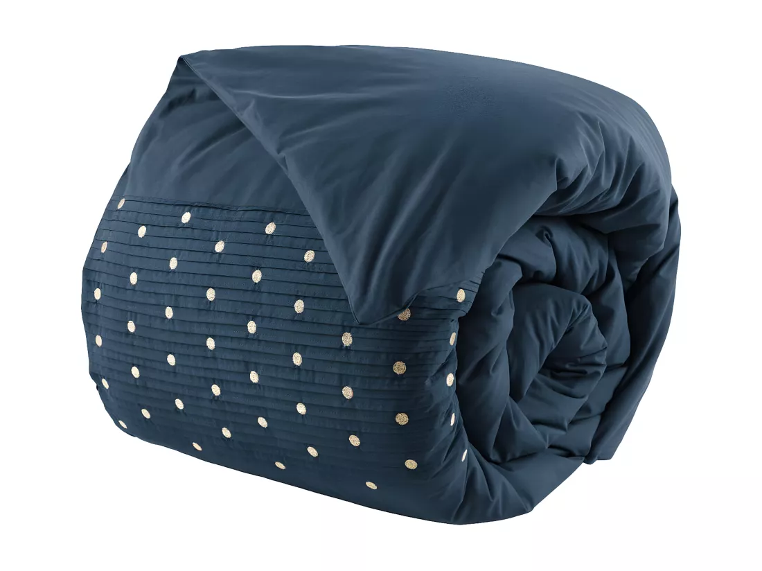 POLLY - Housse de Couette 260x240cm Coton Coloris Mûre