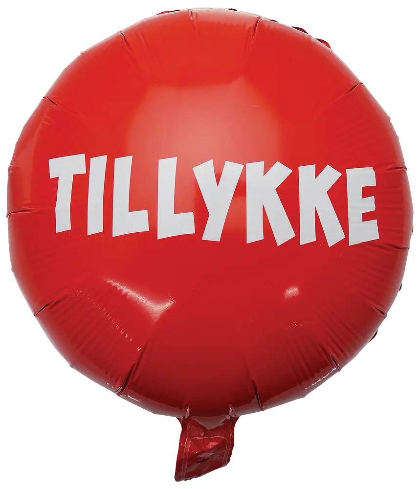 Folieballon Ø45 cm - TILLYKKE rød