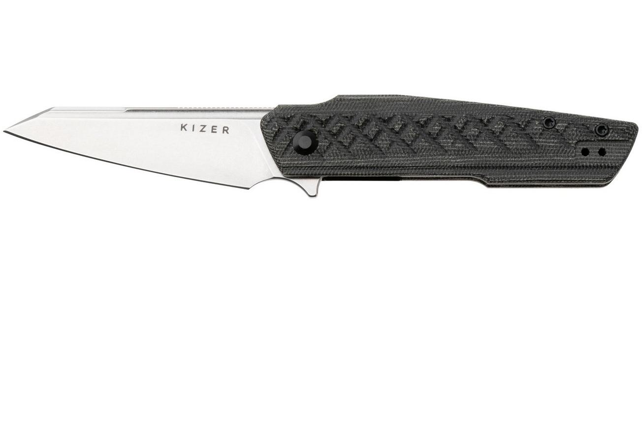 Kizer Skinner V3725A2, Stonewashed Nitro-V, Black Micarta zakmes, Maciej Torbé design