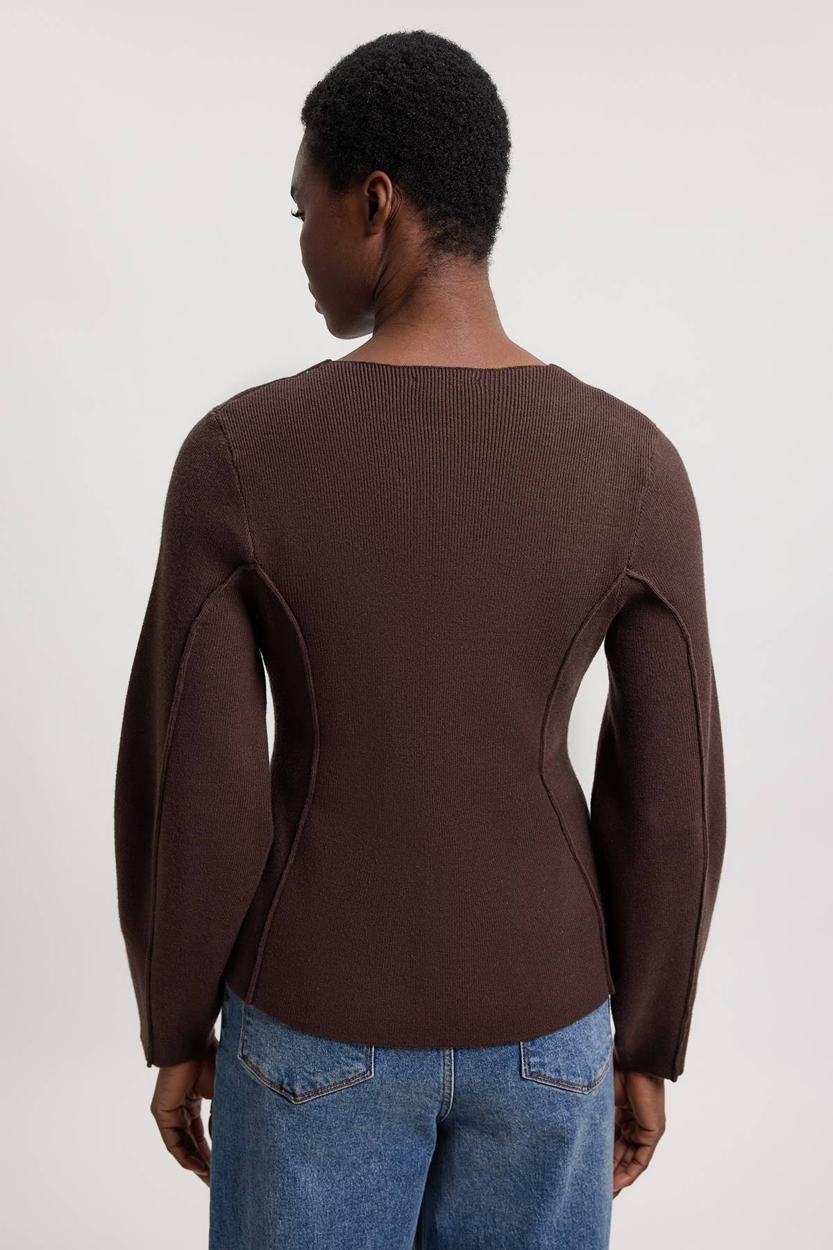 KarenMillen Cardigan En Maille Aspect Laine À Manches Arrondies Volumineuses