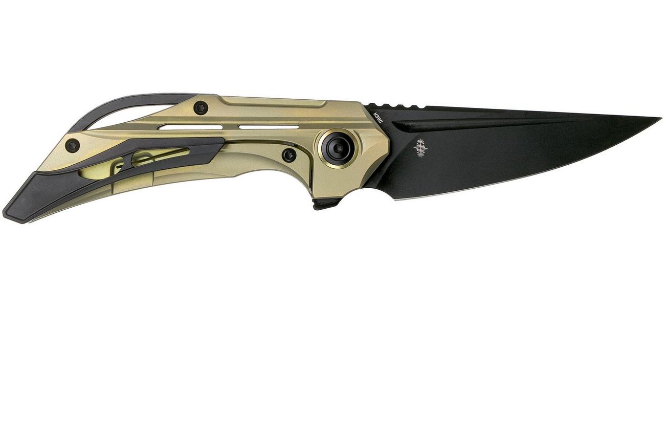 Bestech Vigil BT2201E Gold Blasted Titanium, Black zakmes, Kombou design