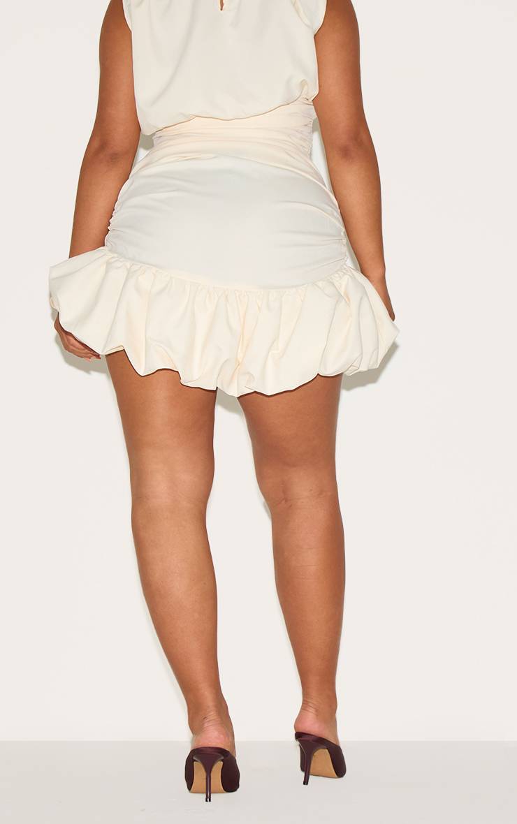 Crème Jupe Mini Bouffante Froncée À Ourlet Tombant Co-ord Shape
