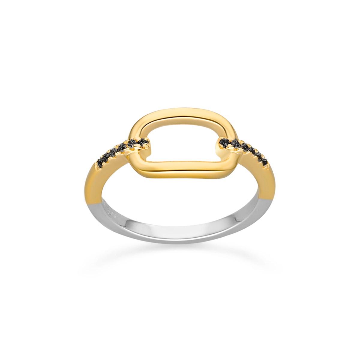 Bague Argent Doré Simple Olga Zirconiums Noir