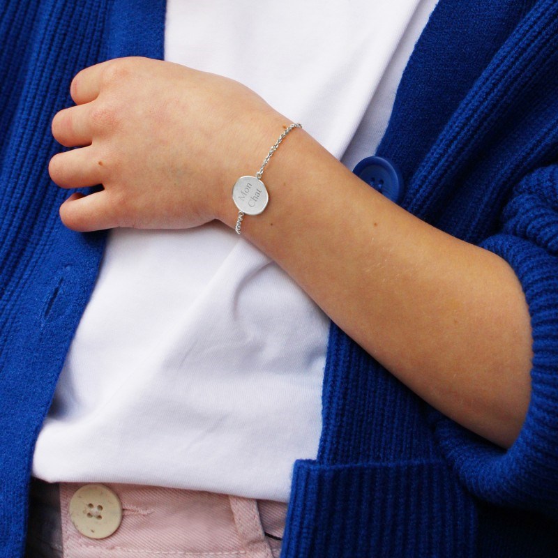 Bracelet chaine médaille argent 925 enfant - gravure MY BABY