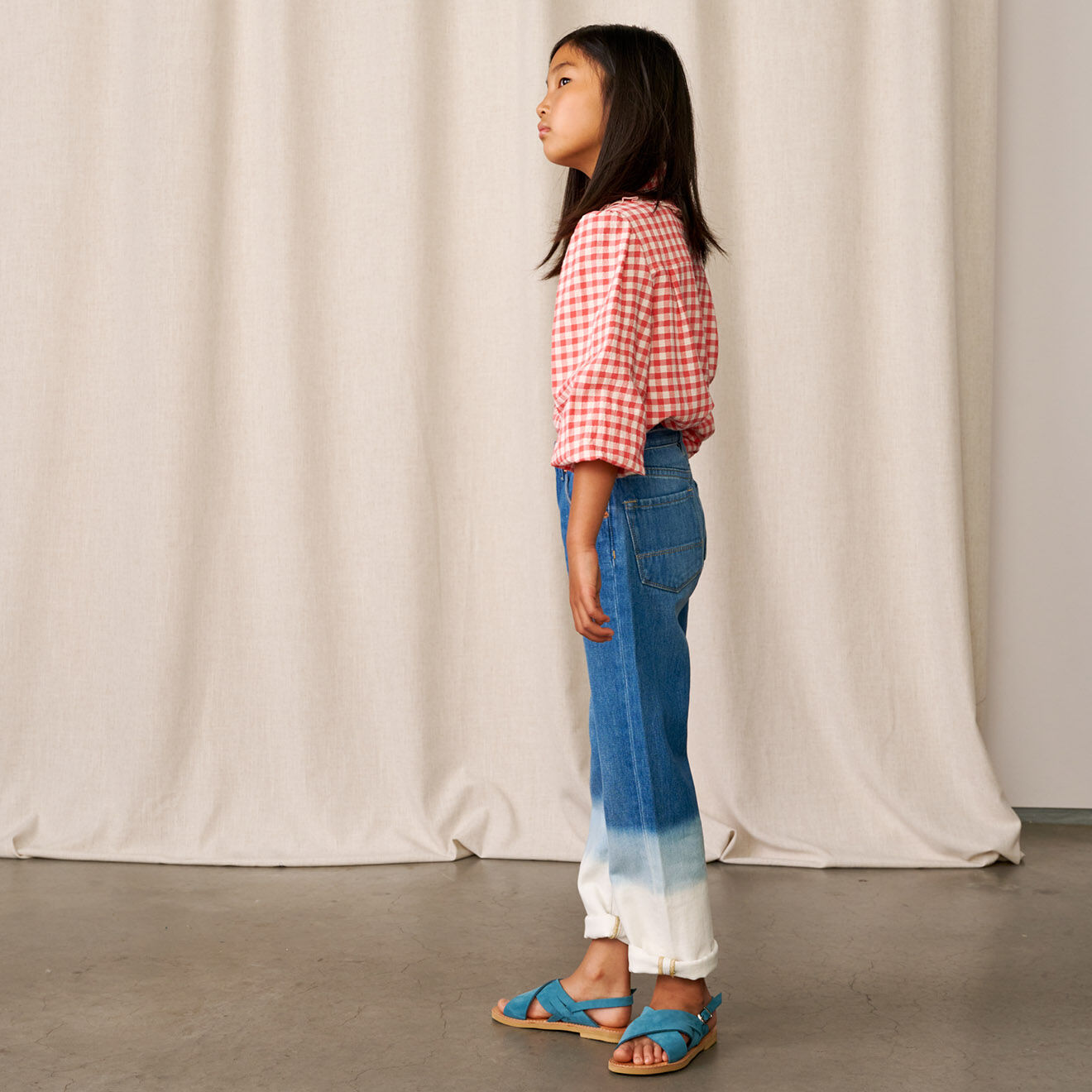 Bellerose Jean Pinata en Toile de Coton deep-dye bleu brut/blanc