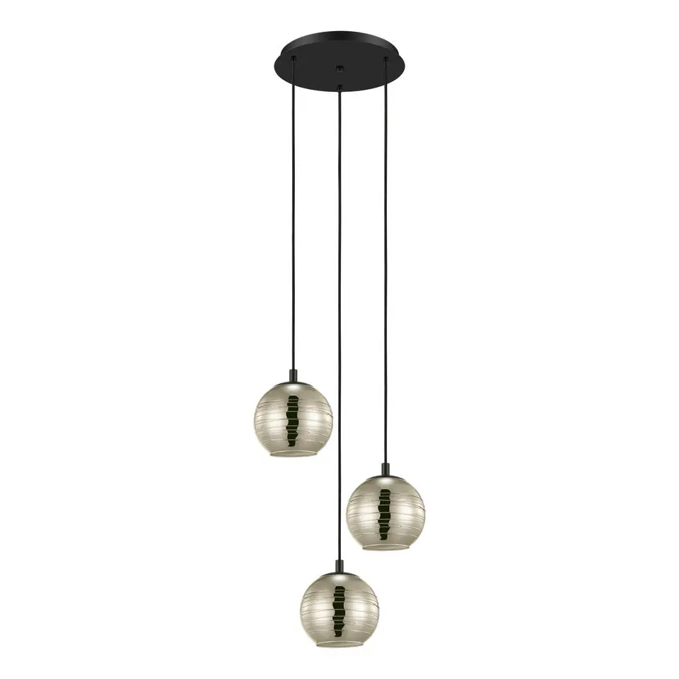 EGLO Lemorieta Hanglamp - E27 - 3-lichts - Ø 44 cm - Zwart/Goud