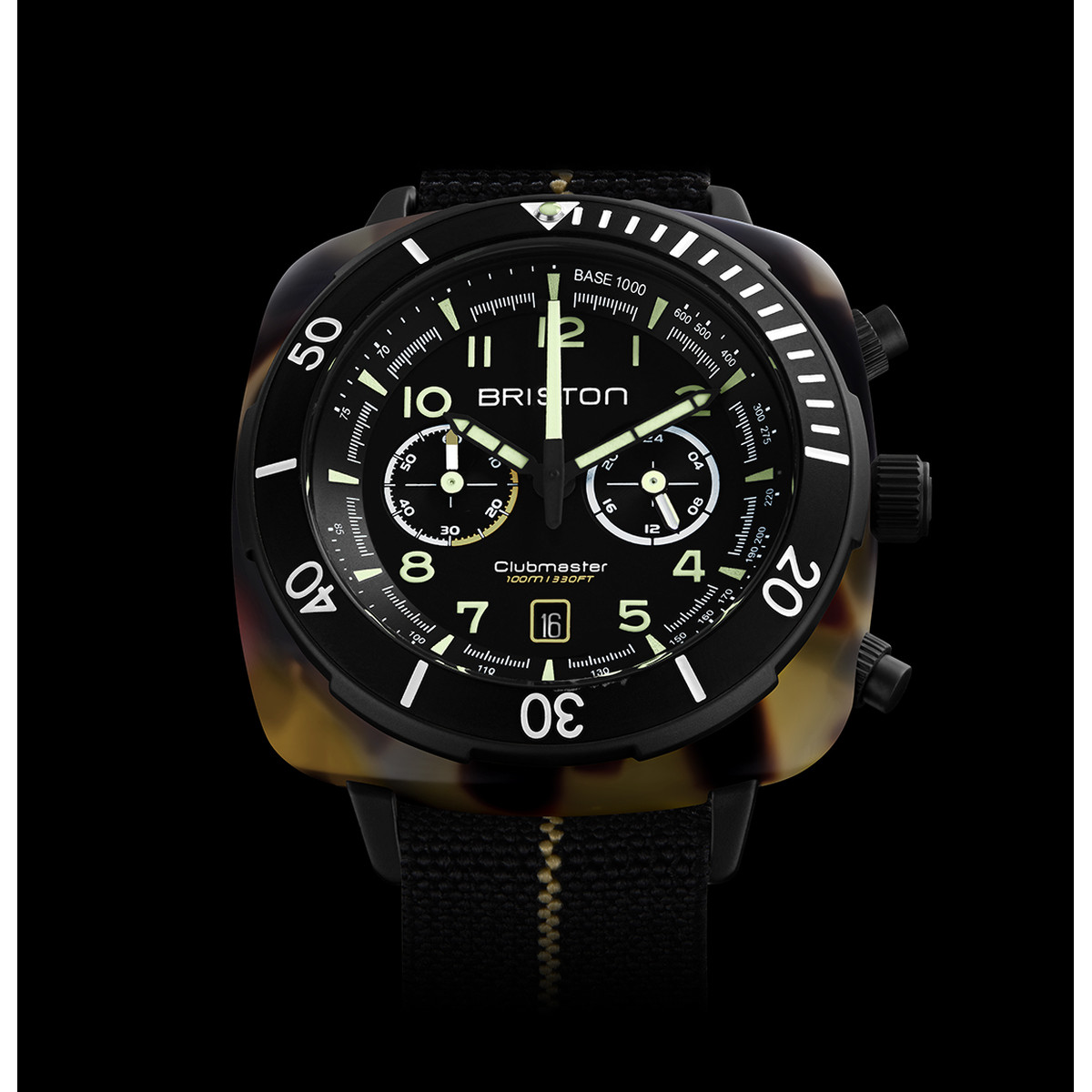 Montre BRISTON clubmaster outdoor homme bracelet tissu vert kaki