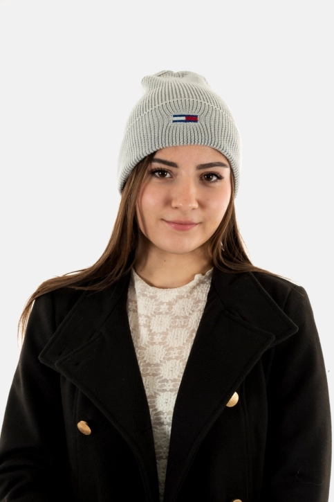 bonnets tommy jeans flag beanie p03 silver grey