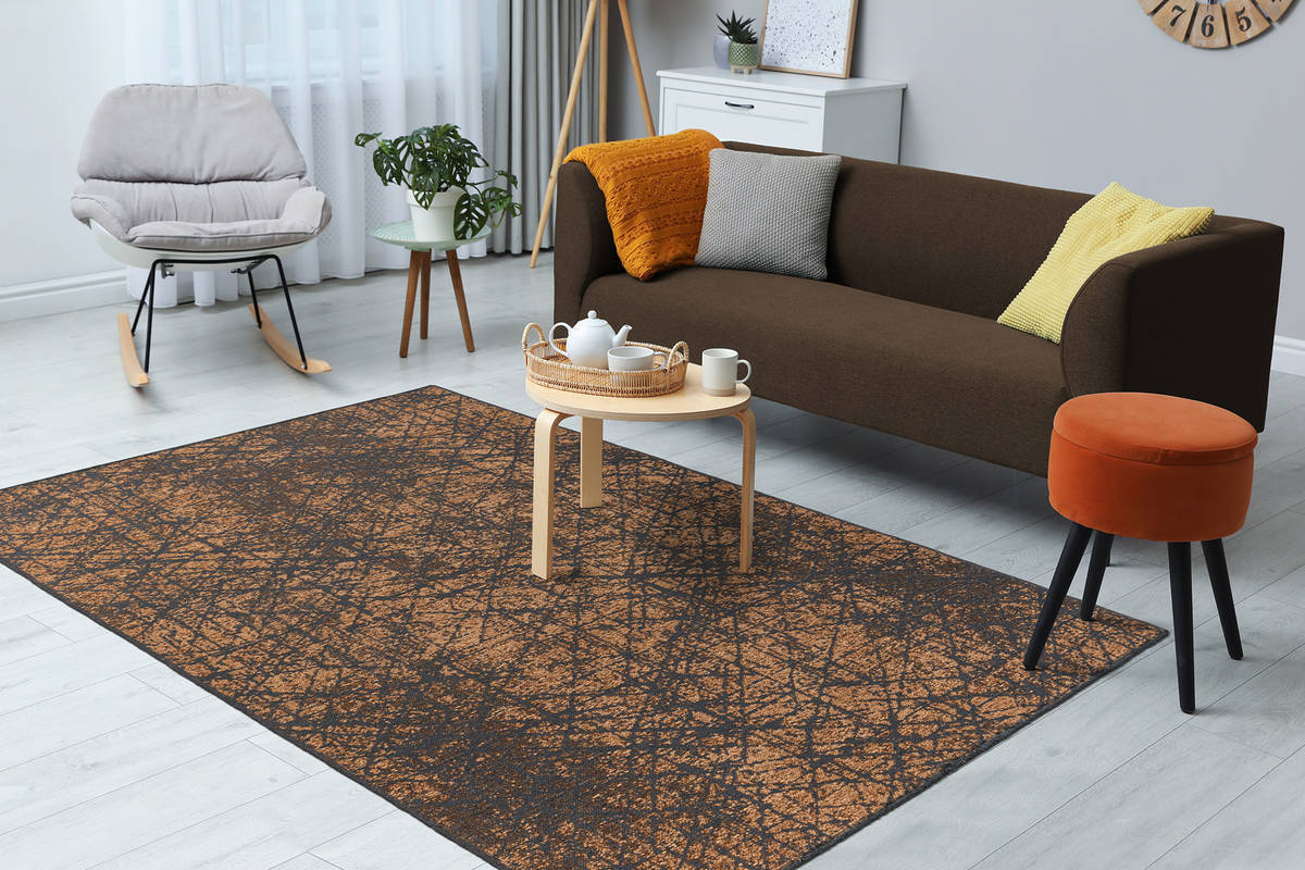 Flachgewebeteppich KALEVI 200 - gelb - mit 3D-Struktur - 80x150 cm