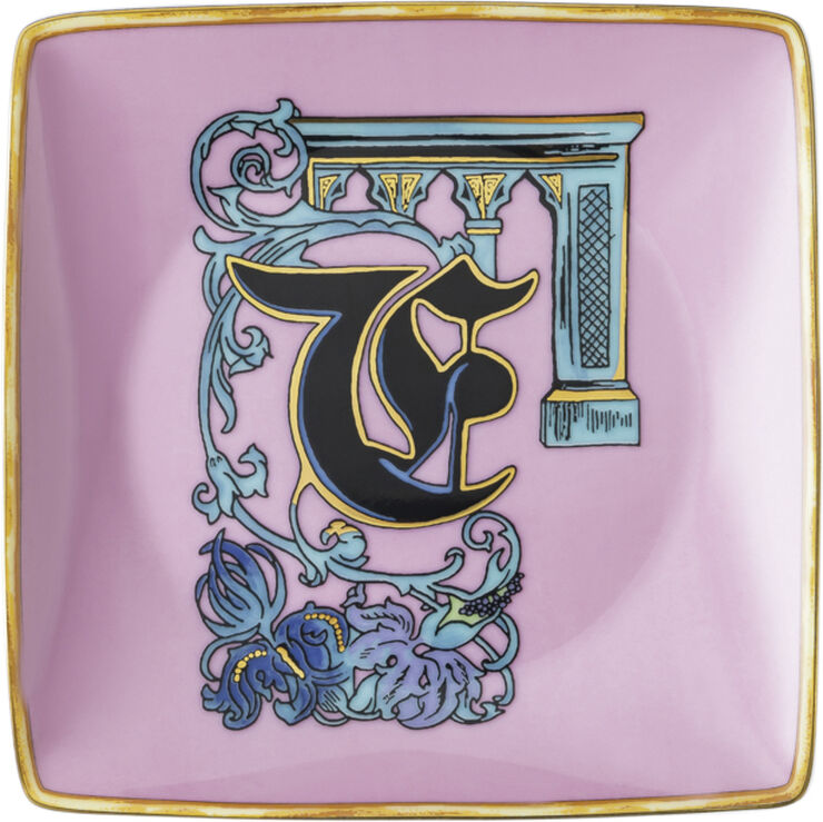 Versace Bowl 12cm sq. flat, Holiday Alphabet F, Versace Flerfarvet