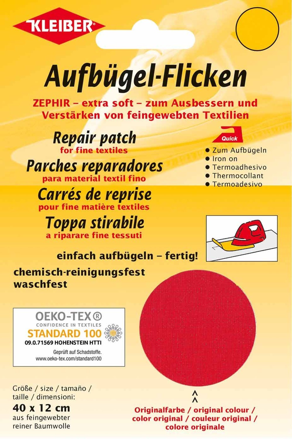 Bügelflicken - rot - Baumwolle - 40x12 cm