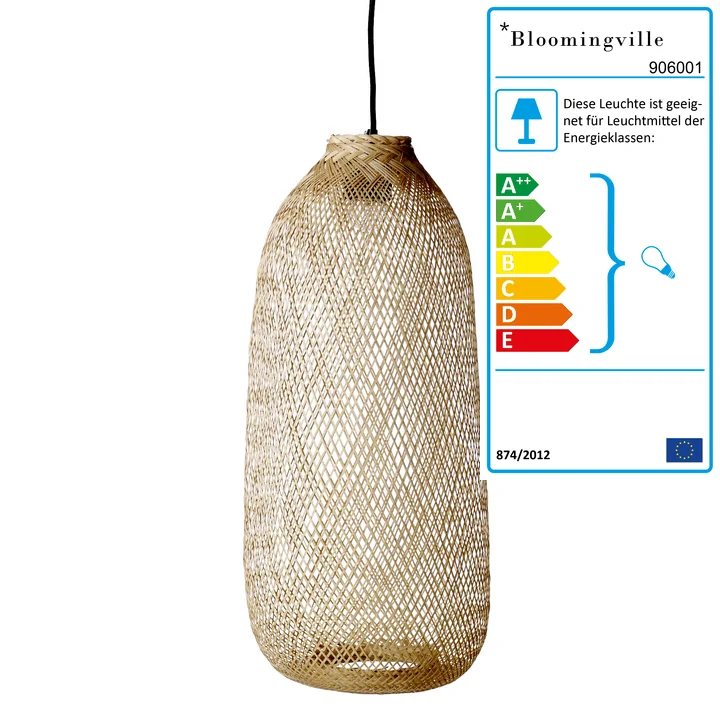 Bloomingville - Bambus Pendelleuchte, Ø 25 x H 65 cm