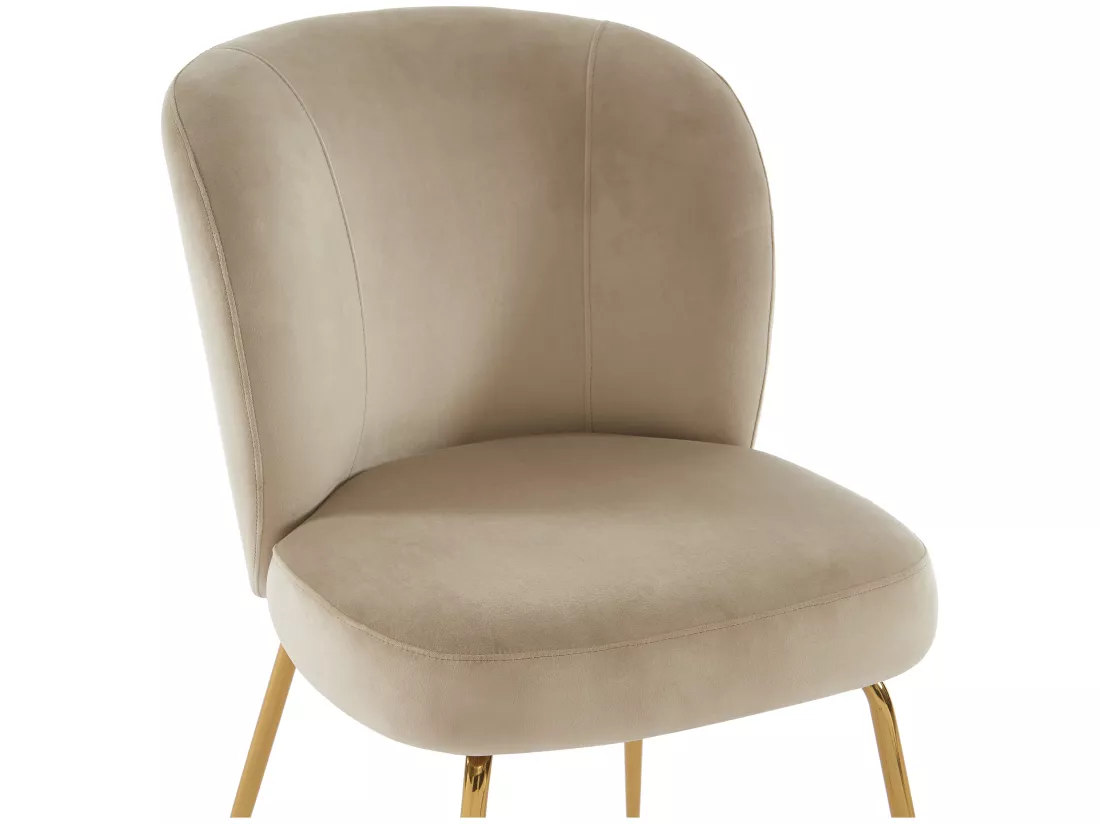 Lot de 2 chaises en velours et métal doré - Beige - POLPONA