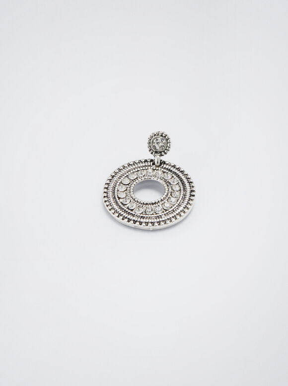 Brincos prateados com strass - Prata