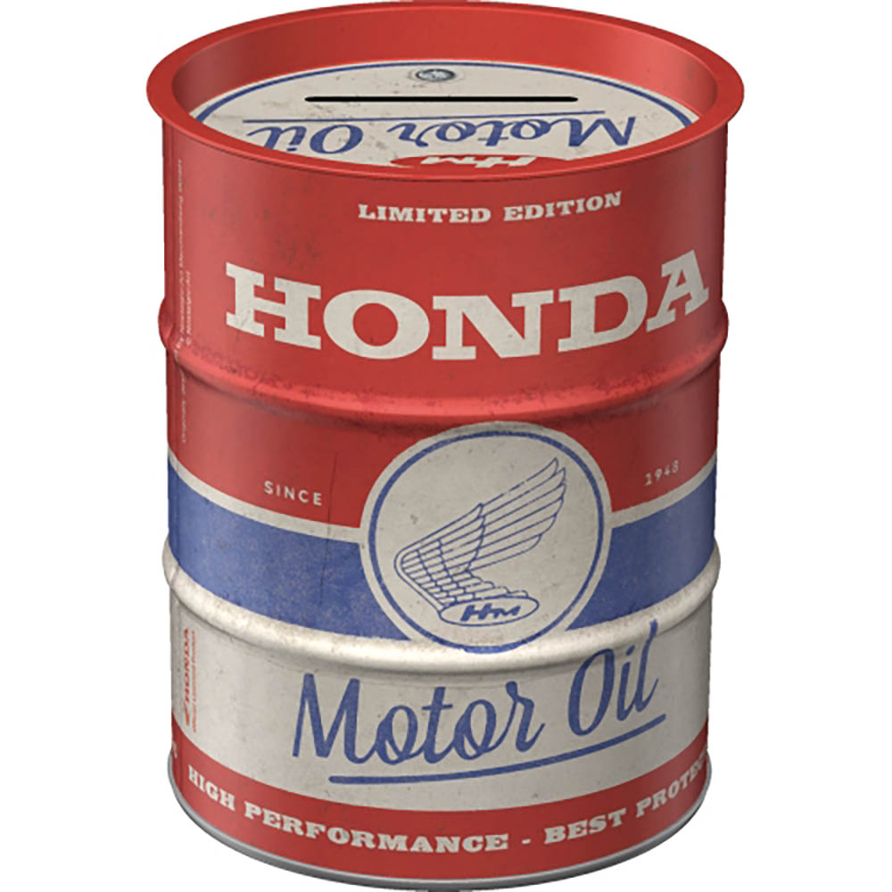 nostalgic art - Tirelire Vintage - Baril d'Huile Honda Rouge / Bleu / Blanc