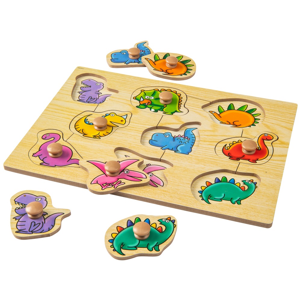 Einfach zu greifendes Holzpuzzle Dinosaurier