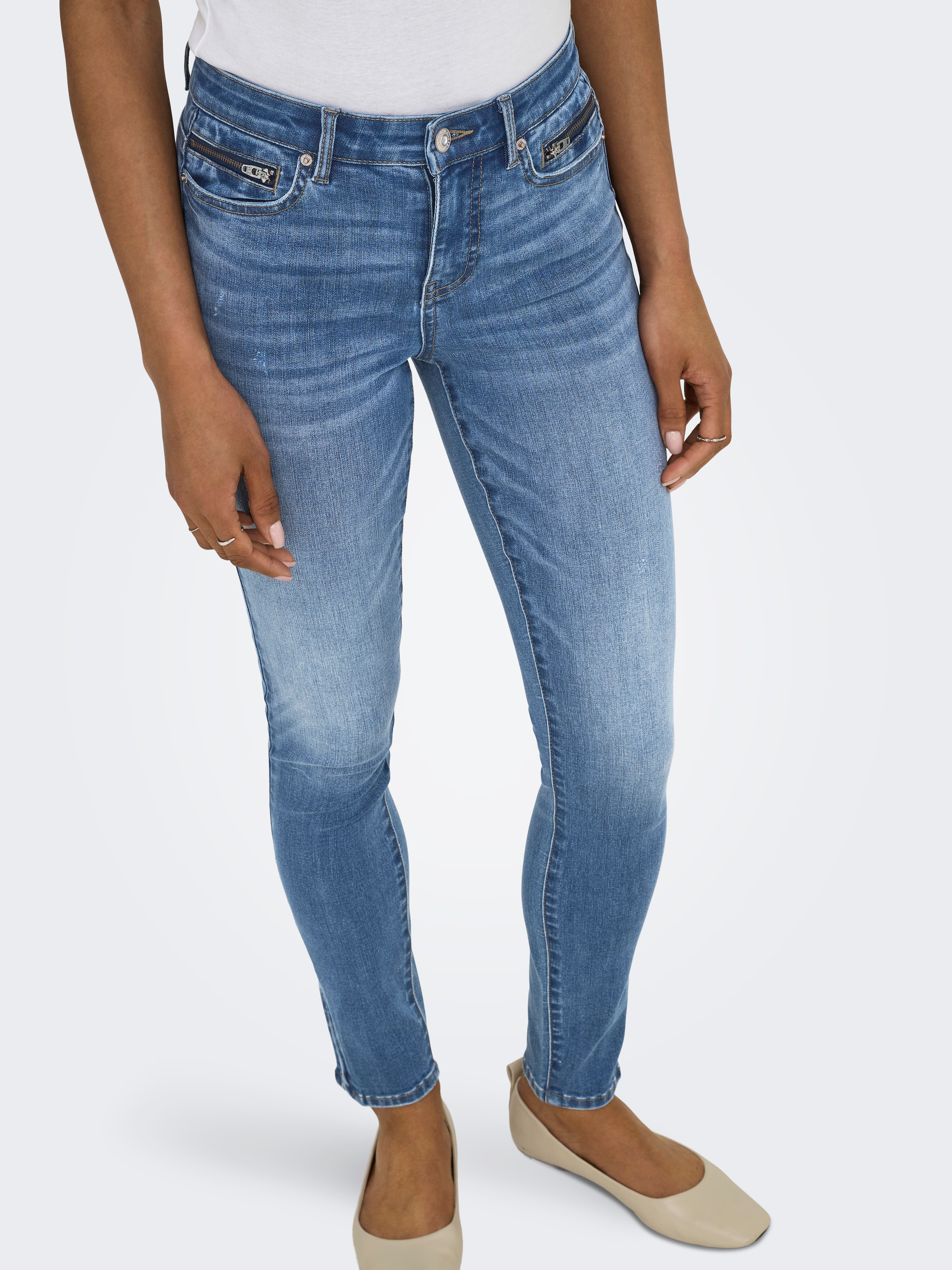 ONLY Skinny-fit-Jeans »ONLWAUW MW ZIP SK ANK DNM BOX«
