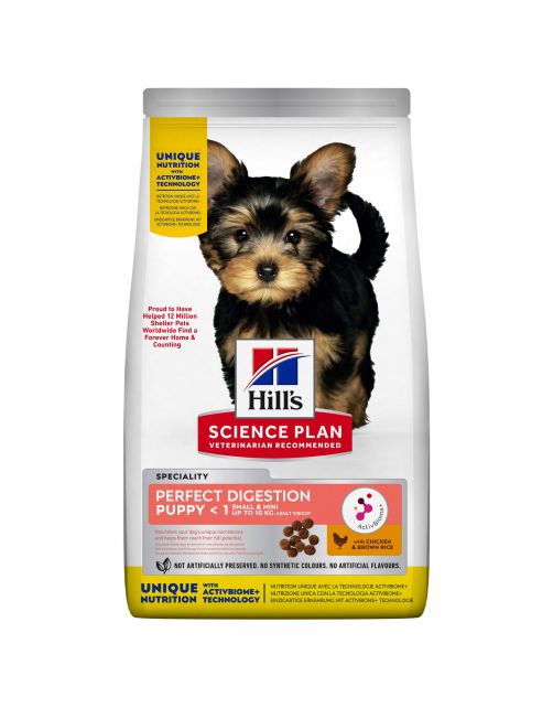 Hill's Puppy Perfect Digestion Small & Mini Kip&Bruine Rijst - Hondenvoer