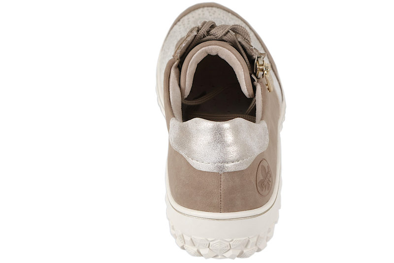 RIEKER SKO I BEIGE PU MED BLOMSTER