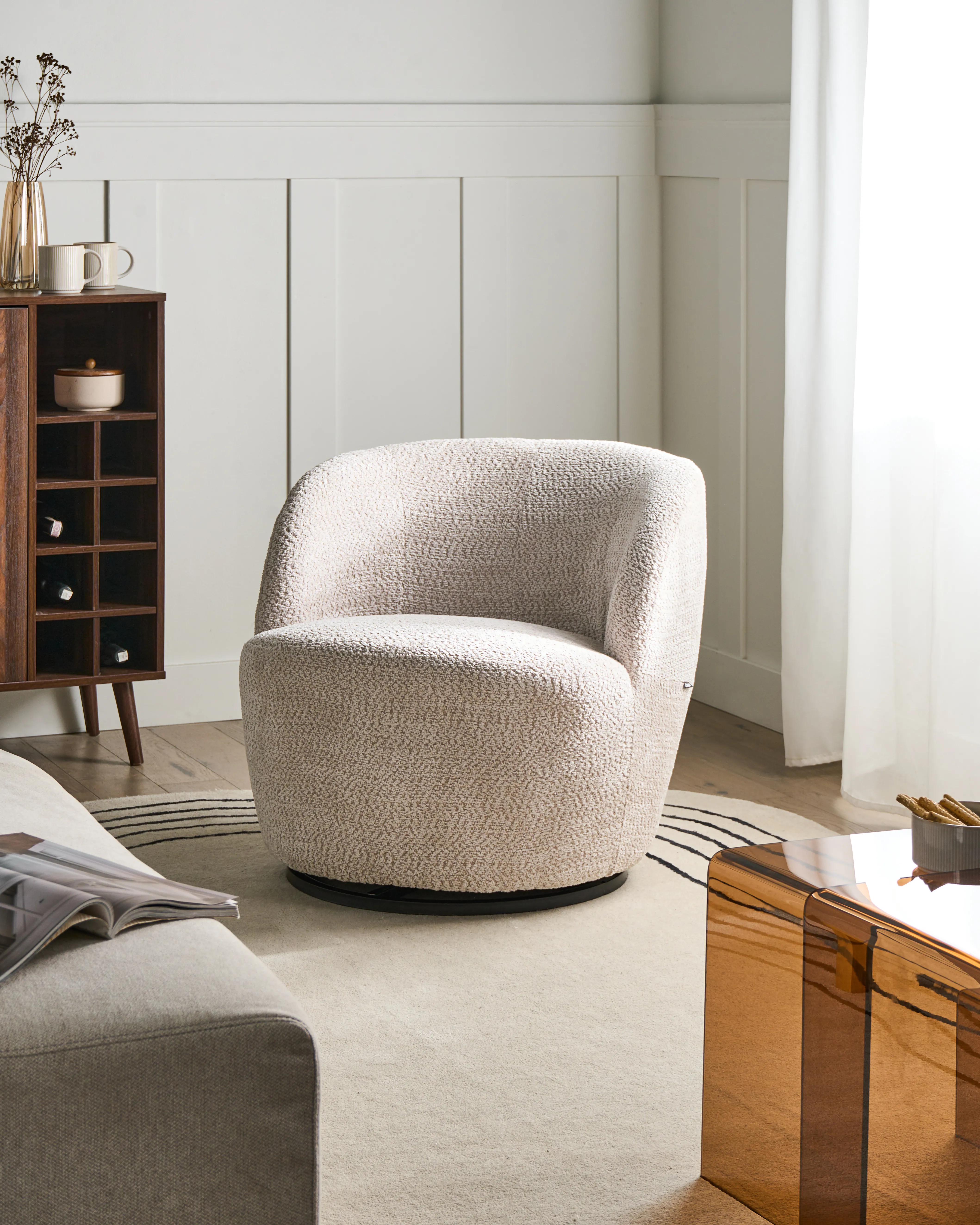 Draaifauteuil KUOLPA Chenille Beige