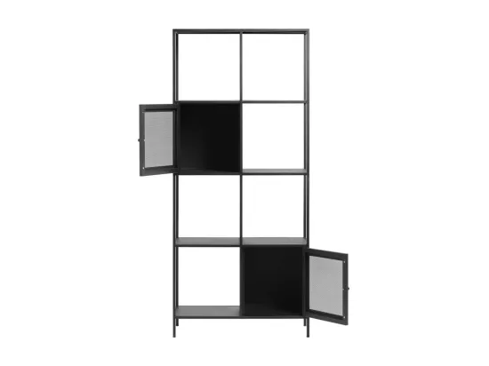 Abel - Bibliothèque 2 portes, 6 niches en métal H180cm : Couleur - Noir