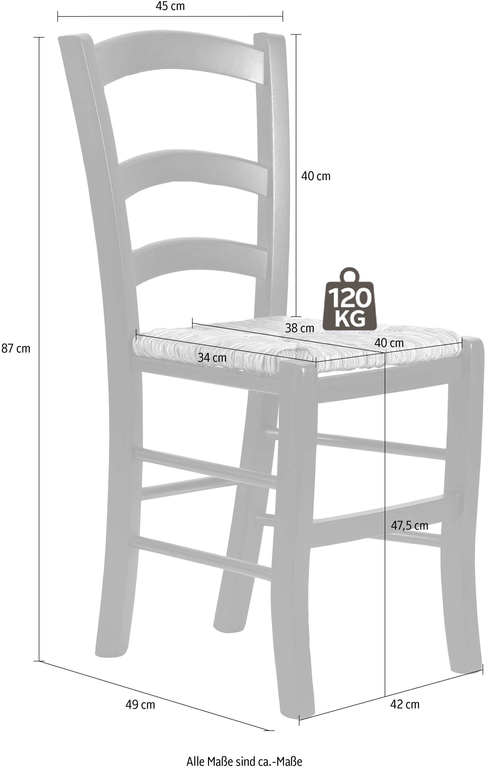 Home affaire Esszimmerstuhl »Super Paesana« (Set) 2 Stk.aus Massivholz Buche mit Sitz aus Grasgeflecht