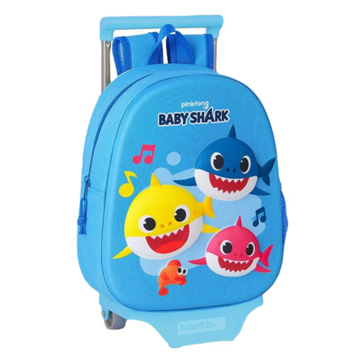Mochila 3D Baby Shark com Rodas 27x33