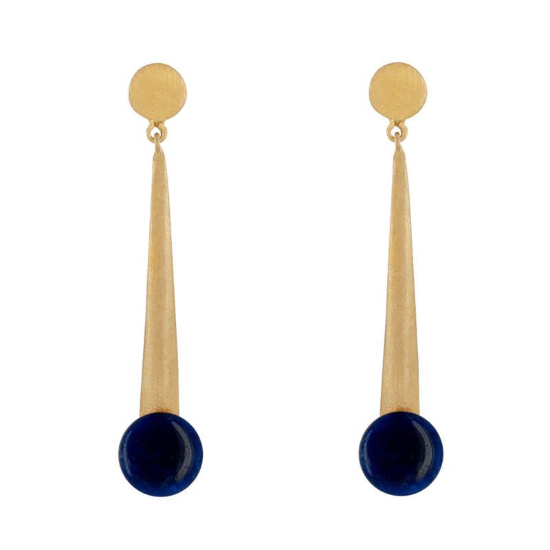 Boucles d'Oreilles Laiton Doré Pastille Cône et Disque Coloré