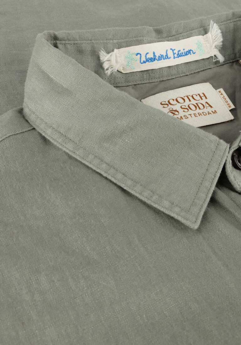 SCOTCH & SODA donkergroene scotch & soda casual overhemd short sleeve linen shirt
