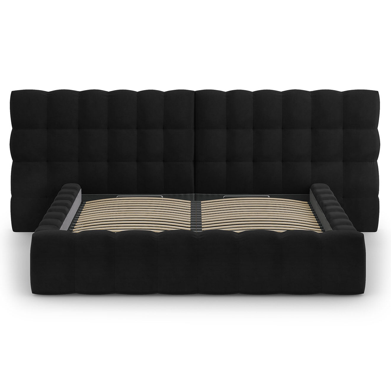 Cosmopolitan Design Lit avec coffre de rangement Bali Velours noir - 180x200 cm