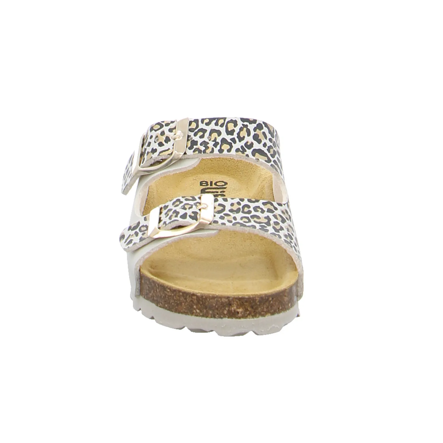 BIOLife Kinder-Pantolette Leopard Lederimitat  Lederdecksohle