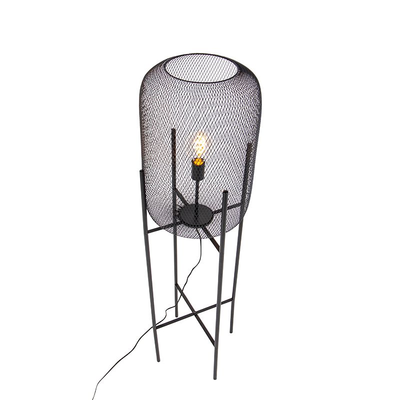 Moderne vloerlamp zwart 135cm - Bliss Mesh