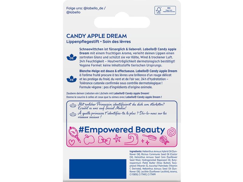 LABELLO Lippenpflege Schneewittchen Candy Apple Dream 4.8 g Lippenpflegestift mit natürlichen Ölen und Apfelaroma