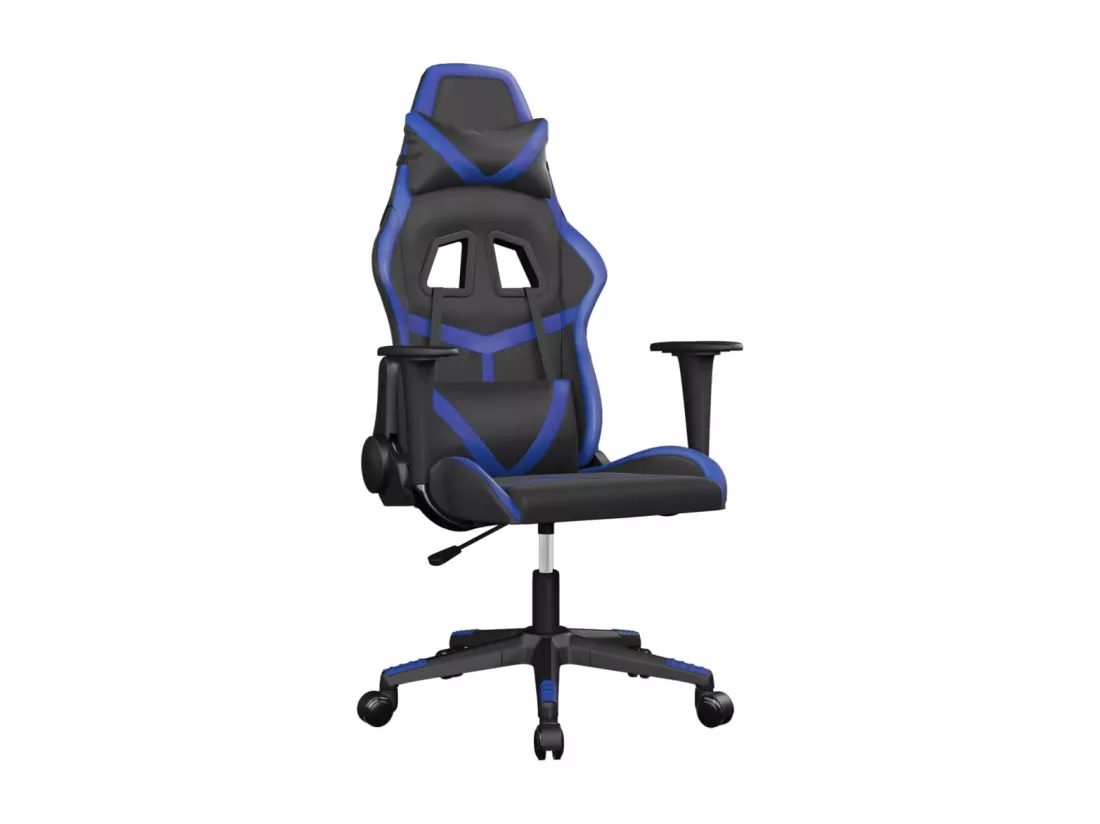Chaise de jeu de massage Noir et bleu Similicuir