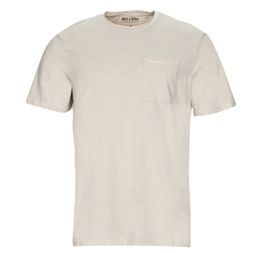 Only & Sons  - ONSROY REG SS SLUB POCKET TEE - Blanc